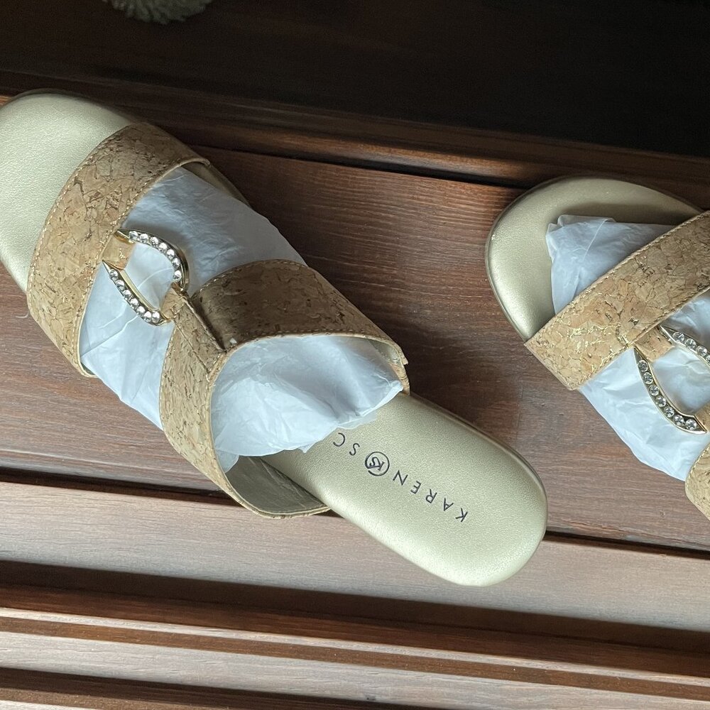 Karen Scott Women's Eanna Sandals Cork Slide Breathable Size 8 Medium